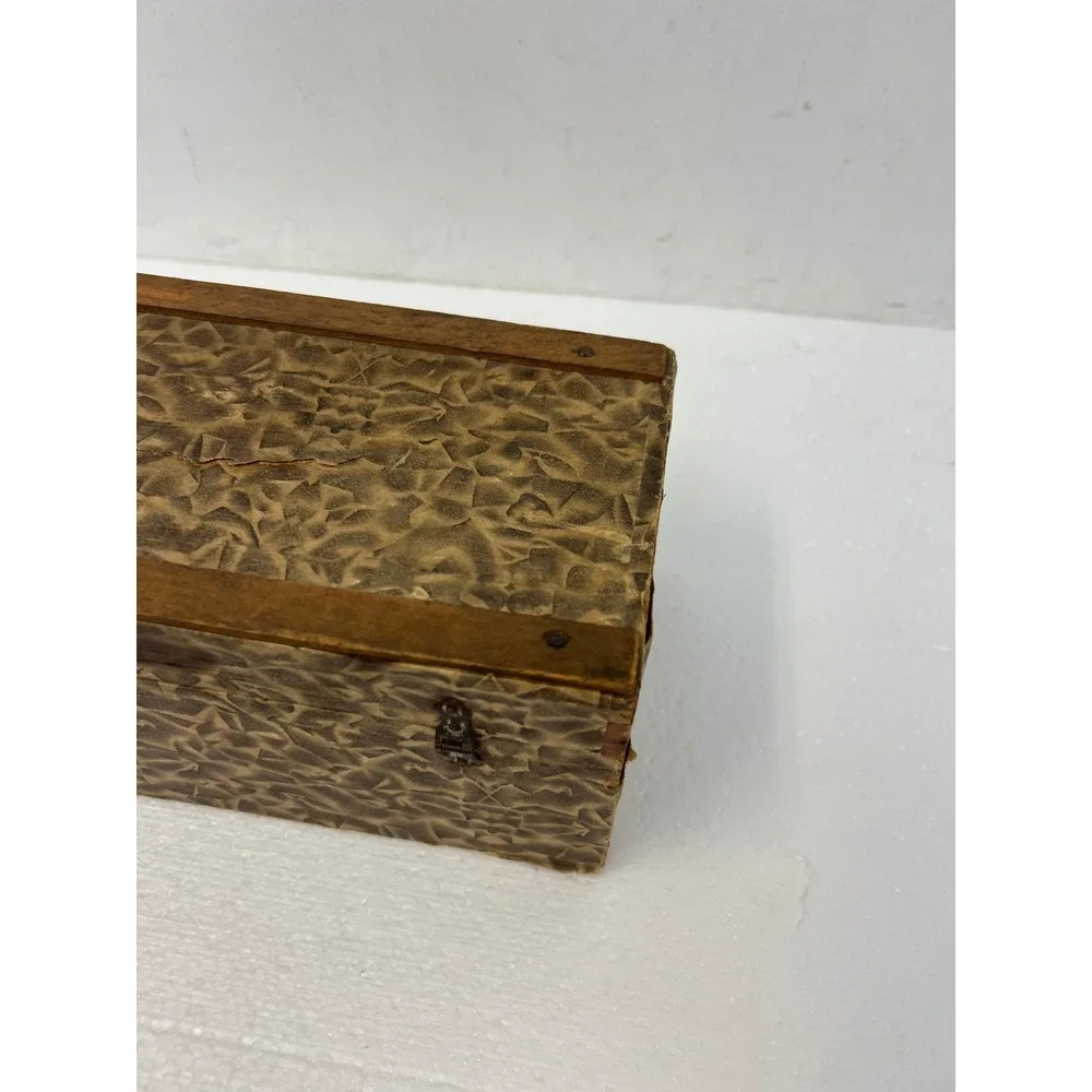 Wood Dollhouse Steamer Trunk Miniature Antique Storage Box Chest SALESMAN SAMPLE